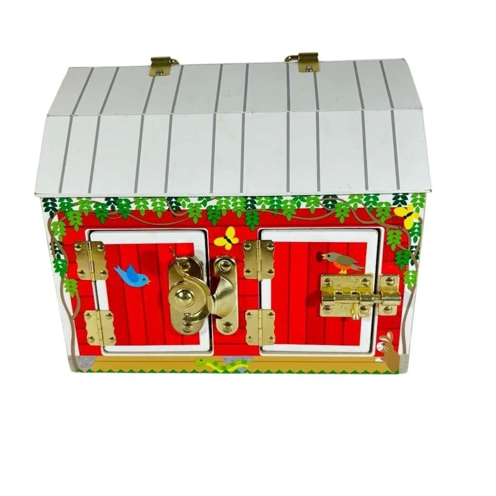 Melissa And Doug Wooden Latches Barn With Five‎ Animals Horse Pig Pony Cow Hen